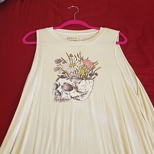 Modcloth tunic length skull + flowers shirt 2X